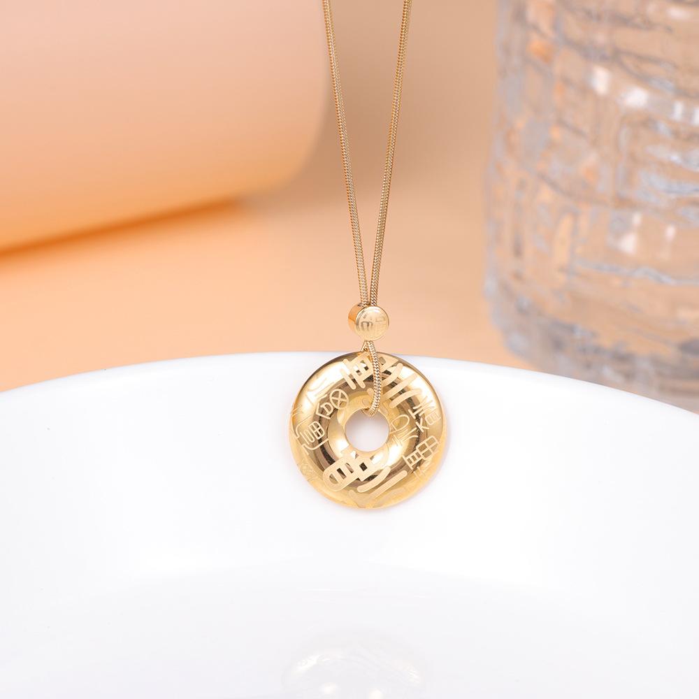 

Titanium Steel Stainless Steel Fu Necklace Ring Clavicle Chain Pendant Hot Selling Internet celebrity jewelry золотий
