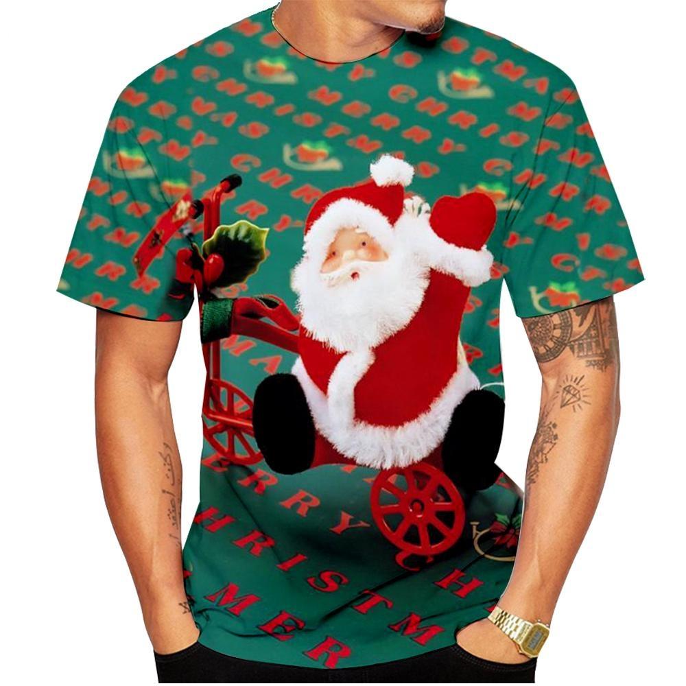 New Fashion Men's Women's T-Shirt Santa Claus Casual 3D Printed Summer Hip Hop Round Neck Cool Christmas Kids Short Sleeve