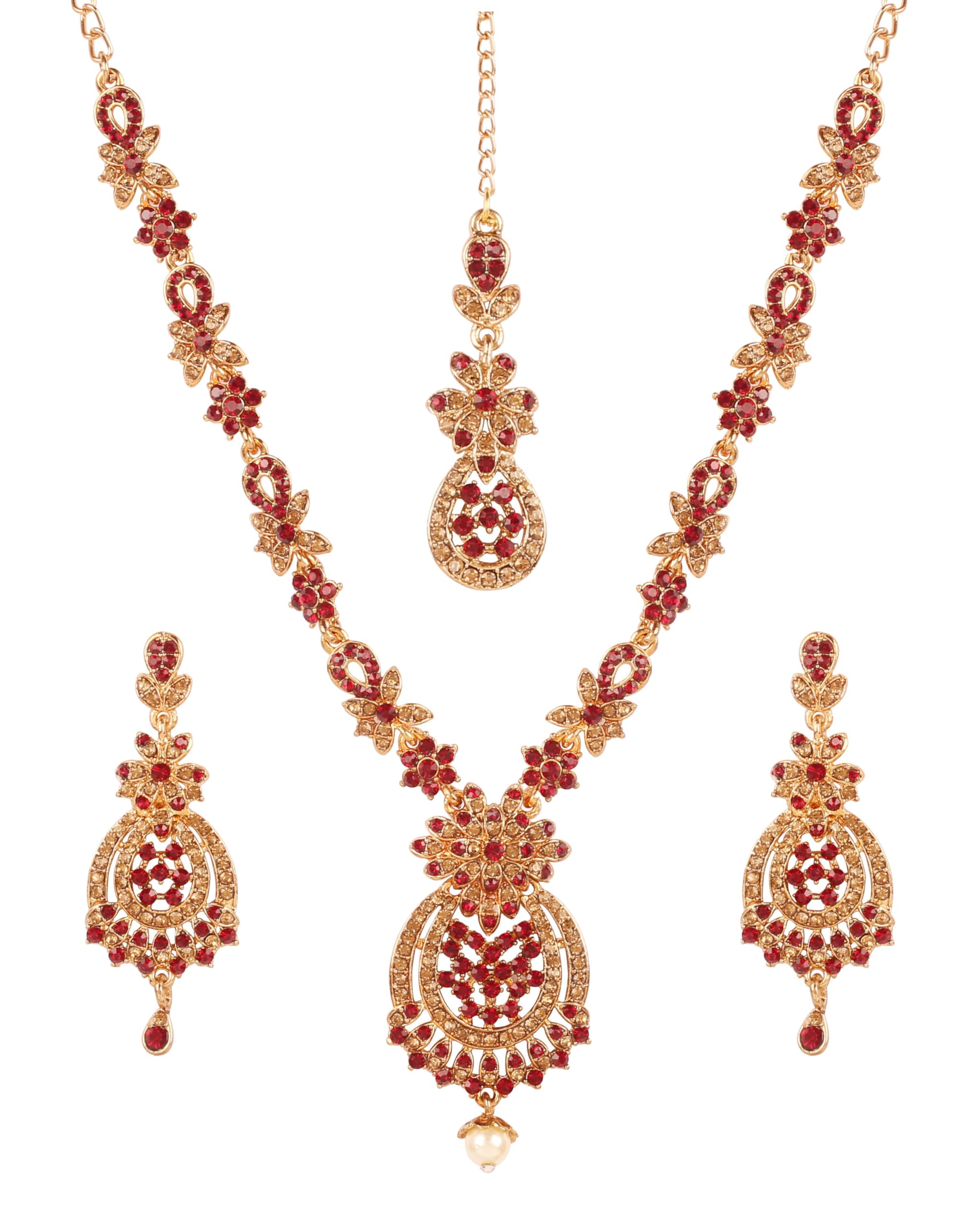 Touchstone Women s Indian Jewelry Set, Maang Tikka Wedding Guest Gold Necklace, Bollywood Jewelry Set, Pageant Elegant Prom Bride Accessory, Western