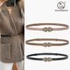 Ladies Adjustable Button Leather Women'S Dress Waist Sweater Overcoat Black Decorative Belt