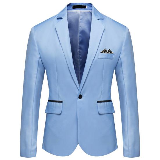 Formal Blazer Solid Color Turndown Collar One Button Four Seasons Slim Fit Pockets Suit Jacket for Wedding