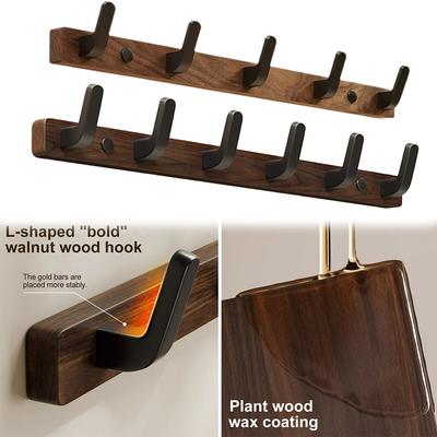 Wall Hooks Wall Mounted Hook Hanger Punch-Free Wooden Coat Hooks for Hanging Hat Purse Backpack Bag Jacket