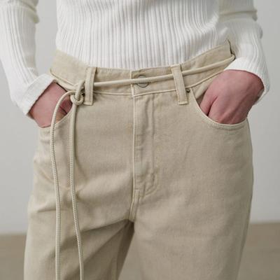 RRACE [3rd Reorder] Leather String Belt_Cream