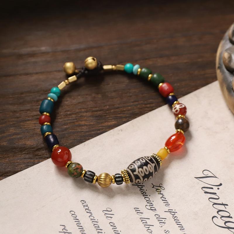 

Original design Tibetan Fengduobao bracelet retro woven agate glazed hand rope men s and women s cultural play bracelet