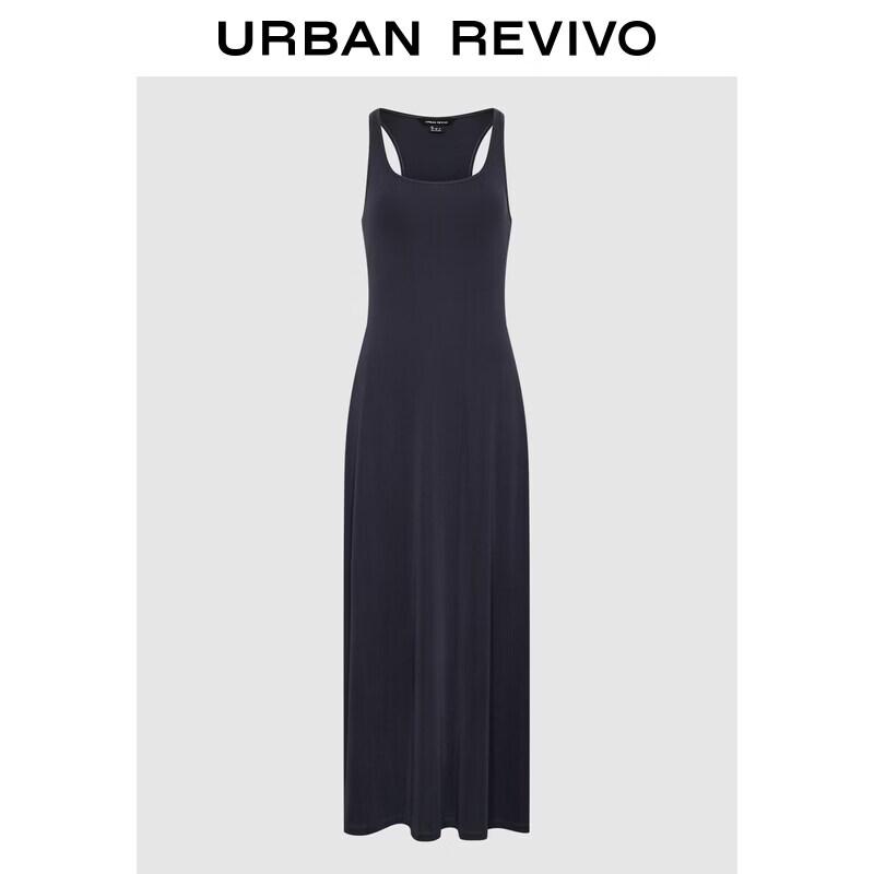 UR2026 Women s Solid U-Neck Slim-Fit Long Dress XS