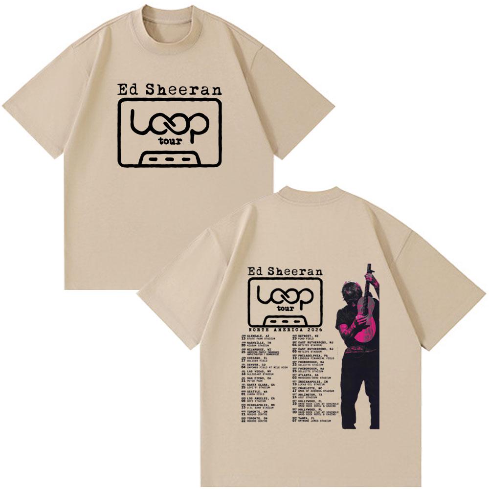 Ed Sheeran Loop Tour 2026 Merch T-shirts Fans Gifts Unisex Women Clothing Fashion Hip Hop Clothing Oversized Cotton Casual T-shirt