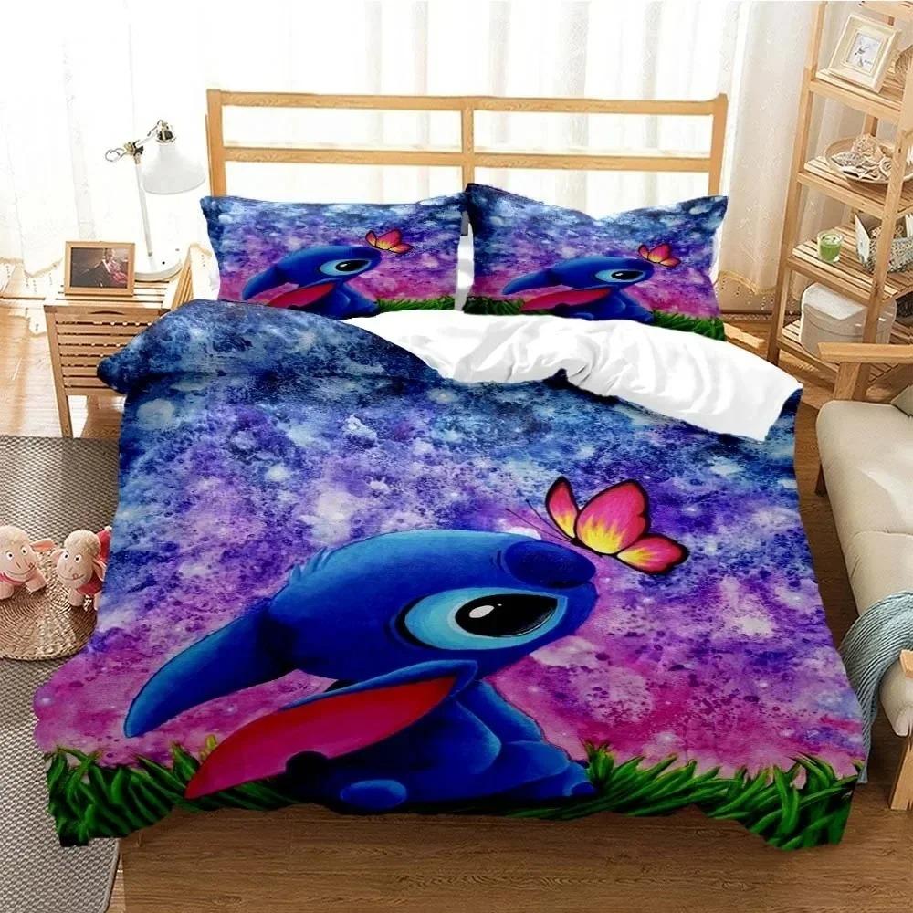 Hot Sale 3D Cool Stitch Cute Anime Kids Duvet Cover with Pillowcases Cartoon Bedding Sets Gifts for Girls Boys Kids Adults 200x200cm