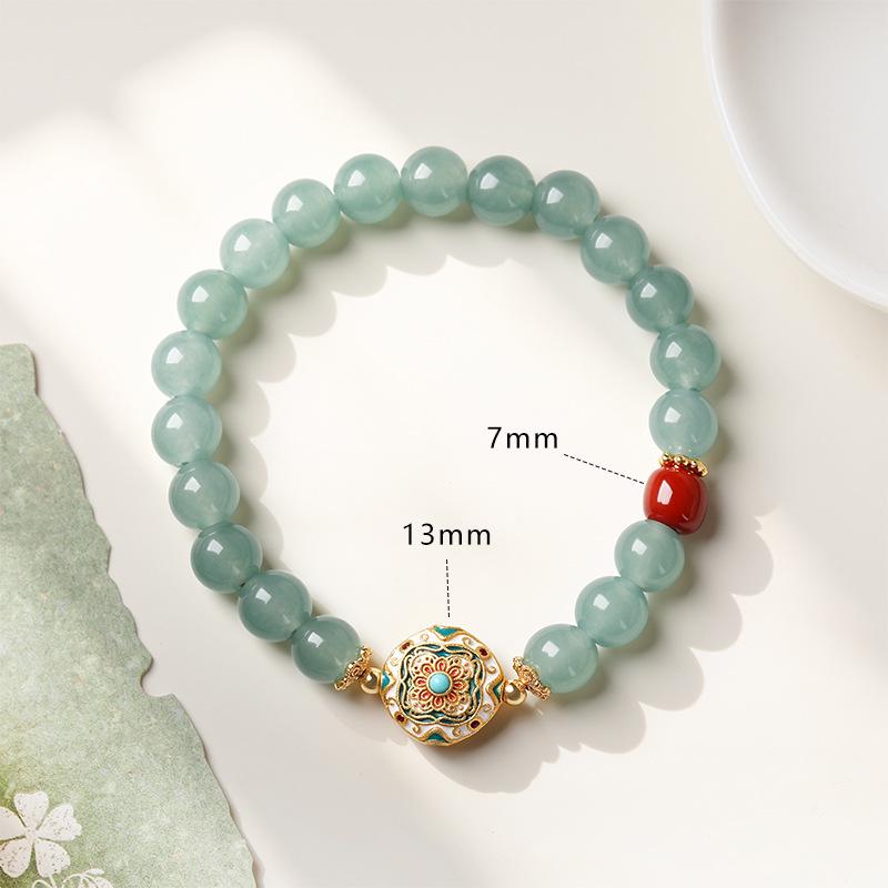 Aquamarine & White Crystal Beaded Bracelet: Fairy Summer Style for Girls, Sweet & Simple Fashion Hand Jewelry with a High-End Feel