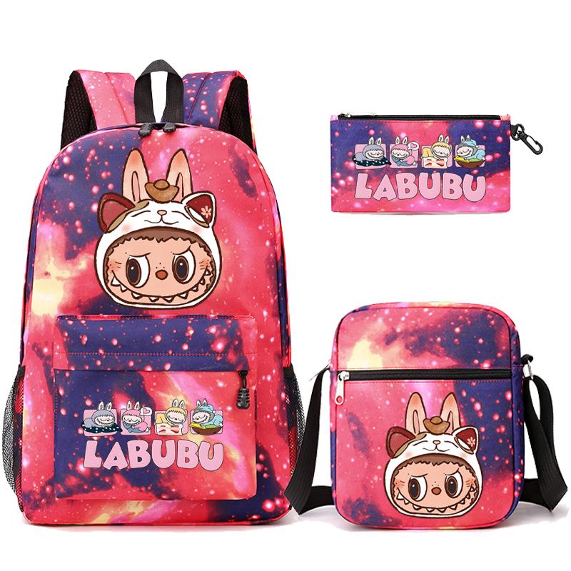 3Pcs/set Cartoon Printed Backpack Teenager Student Boy Girl Schoolbag Larger Capacity Bagpack Travel Bag Kid Gift Mochila