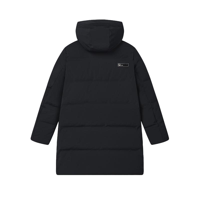 Fila Mid Down Jacket Solid Color Simple Hooded Puffer Coat Men Jackets Black F11M443903FBK