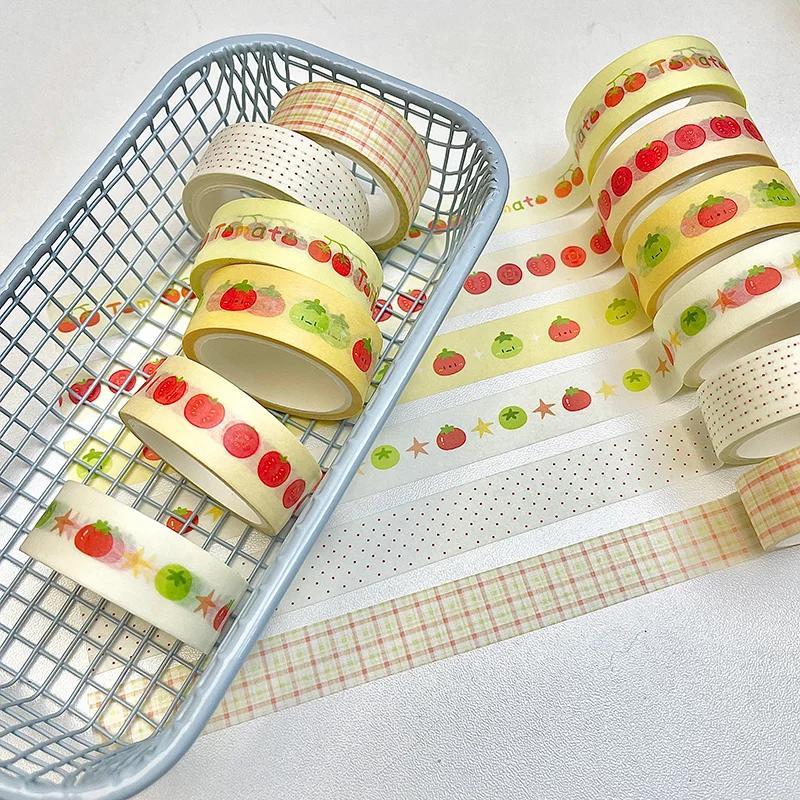 6pcs/lot Strawberry Apple Fruit Tape Cute Cartoon Creative Decorative Washi Tape School Stationery