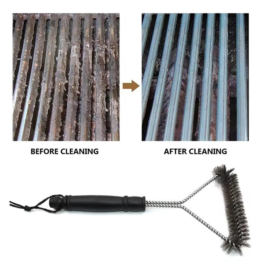 BBQ Grill Brush Y-Shape 12 Inch Stainless Steel Curled Wire Bristles Deep Cleaning Scrubber for Grill Grates & Grease