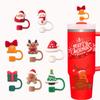 Cute Creative Cartoon Christmas Straw Cap Splash Proof Dust Cover Reusable Universal Beverage Straw Topper 10MM