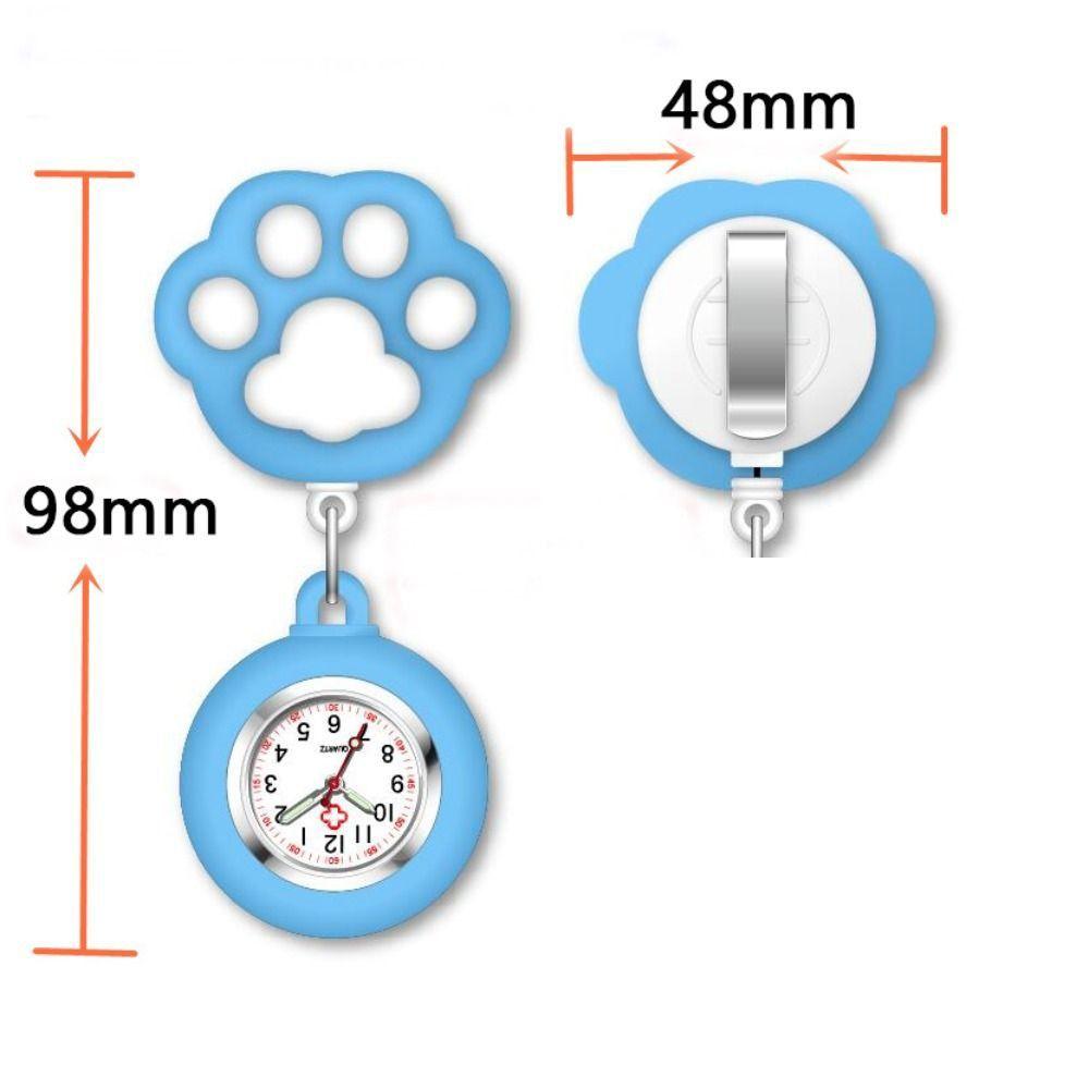 Cat Paw Retractable Watch Brooch Cute Doctor Badge Reel Women Nurse Pocket Watches