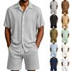 Men's Casual Short Sleeve Button Up Shirt and Shorts Set Lightweight Breathable Two Piece Outfit Suitable for Summer Outdoor Activities and Leisure