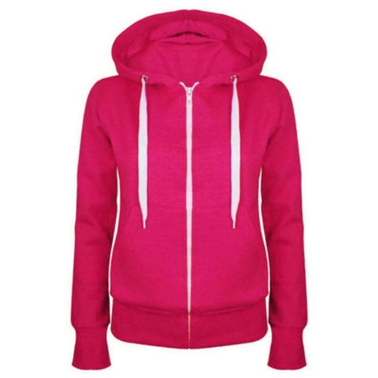 Women Casual Long Sleeve Hooded Zipper Sweatshirt Jacket With Pocket