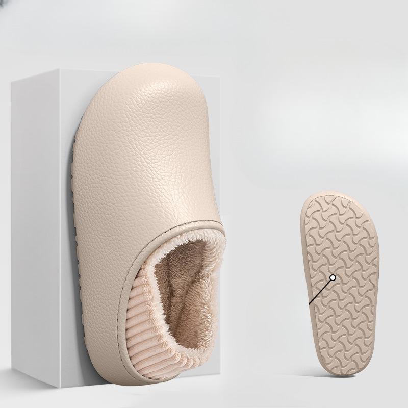 Waterproof Cotton Shoes for Home Wear, Anti-slip and Warm with Fleece Slippers