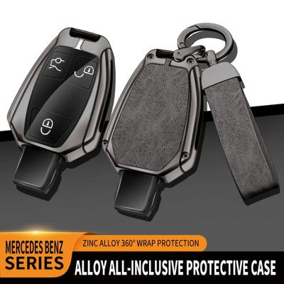 Leder Auto Metall Schlüsselhülle Abdeckung Schale für Mercedes Benz A B C E Klasse GLS GLA GLK GLC CLS CLA AMG W204 W205 W212 W463 W176