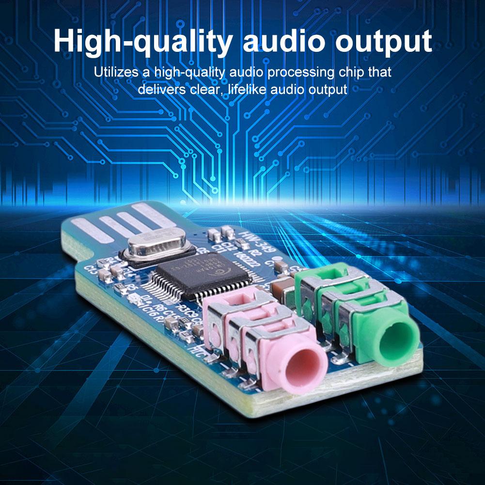 CM108 USB Drive Free Sound Card 3.5mm Headphone Mic Jack Sound Card Module External Sound Card Chip Board for Laptop Computer