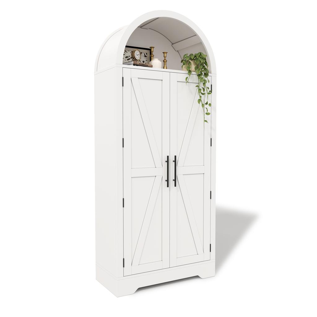 170×70×35cm Tall, Arched Cabinet, with Shelf Above the Door and Open Top, suitable for Kitchen, Dining Room, Living Room and Bedroom; white