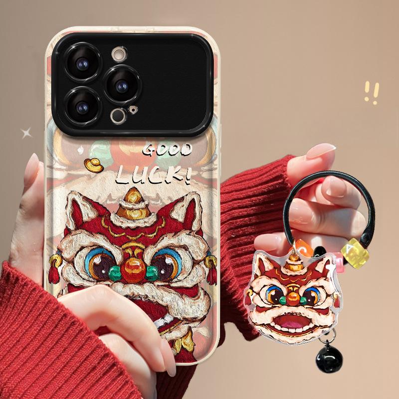 Applicable To Apple 15 Mobile Phone Case IPhone 13/14promax Year of The Dragon Lion Dance Pendant 11/12 Flip Mirror Xr