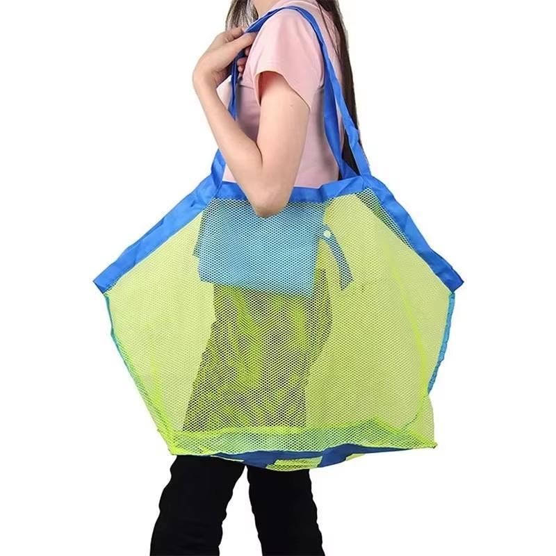 1 Pcs Beach Bag Travel Storage Bag Portable Toy Storage Bag Large Capacity Handheld Beach Bag Foldable Single Shoulder Mesh Bag