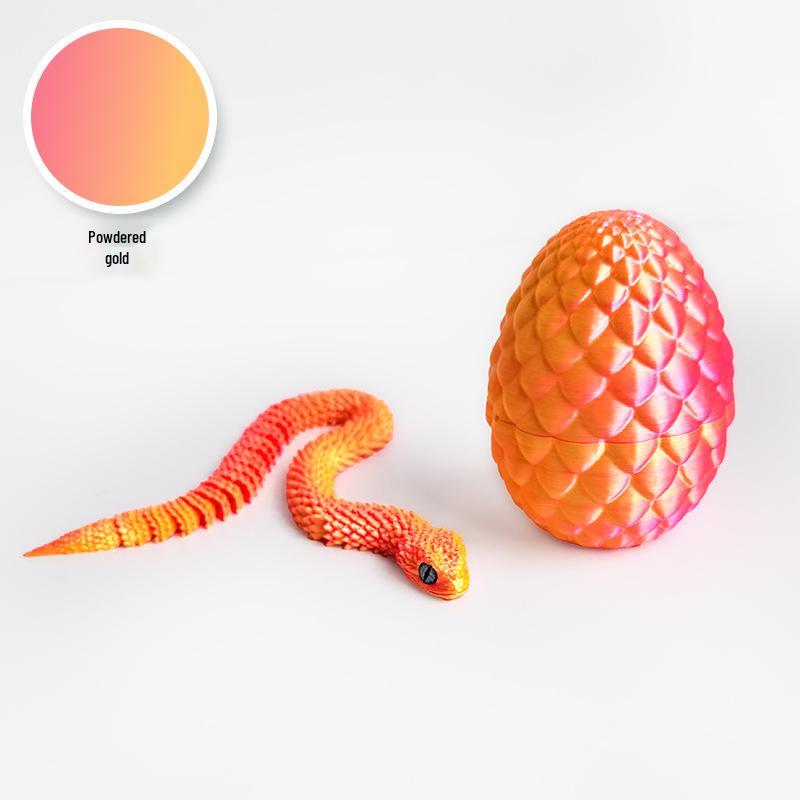 3D Printed Luminous Snake Dragon Egg Set with Movable Joints - Ornament Toy Handicraft