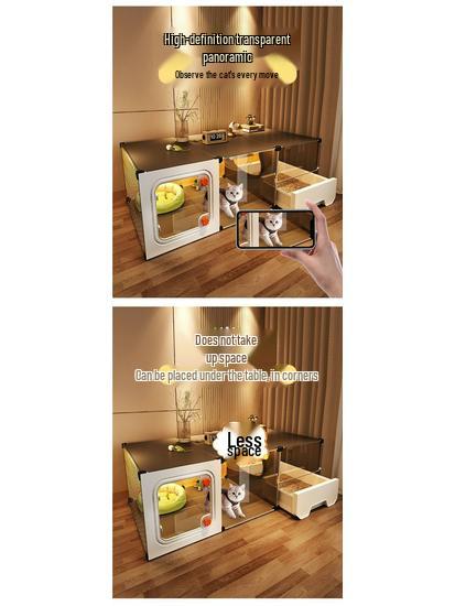 Compact Indoor Cat Villa: Integrated Bed, Toilet, and Play Area - Space-Saving Design for Apartment Living