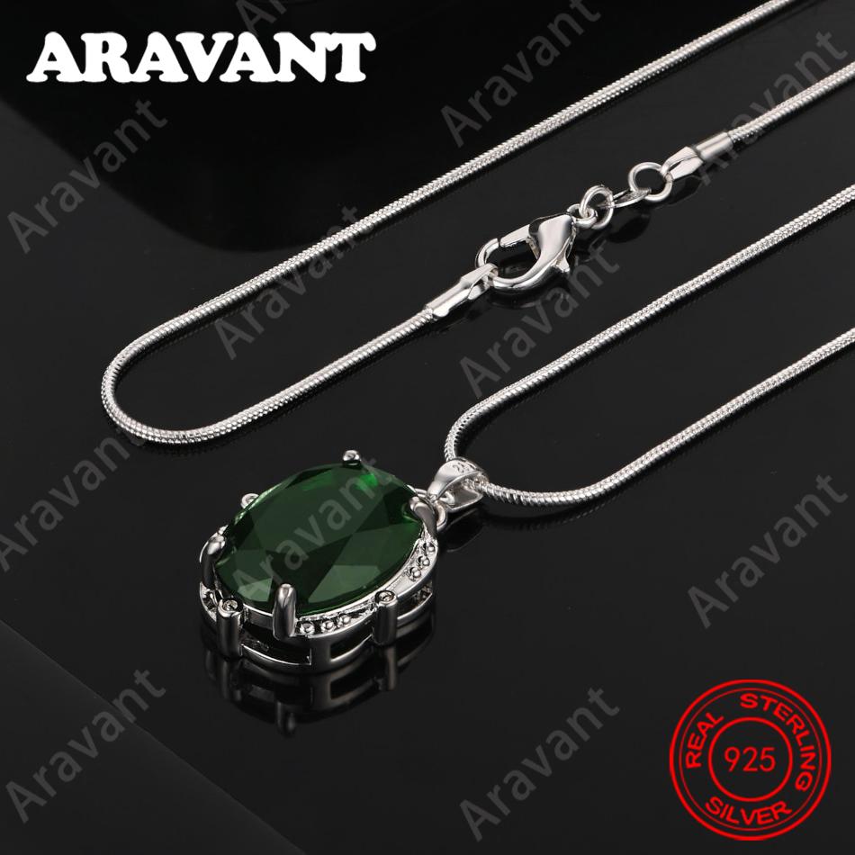Copper Round Green Zircon Pendant Necklace Women'S Commuting Accessories Christmas Gift Jewelry