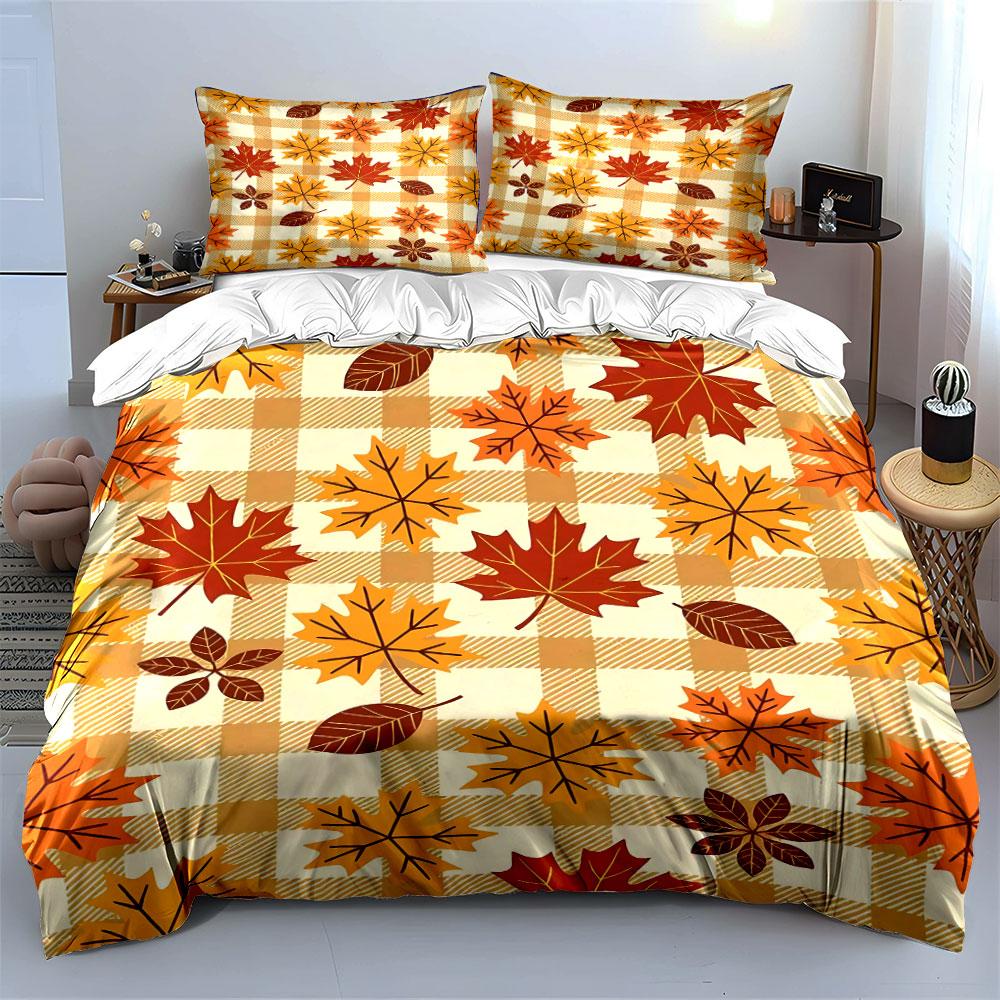 Autumn Maple Leaf Bedding Set Bedding Duvet Cover Set Duvet Cover Pillowcases (1 * Duvet Cover 2 * Pillowcases, without duvet insert)