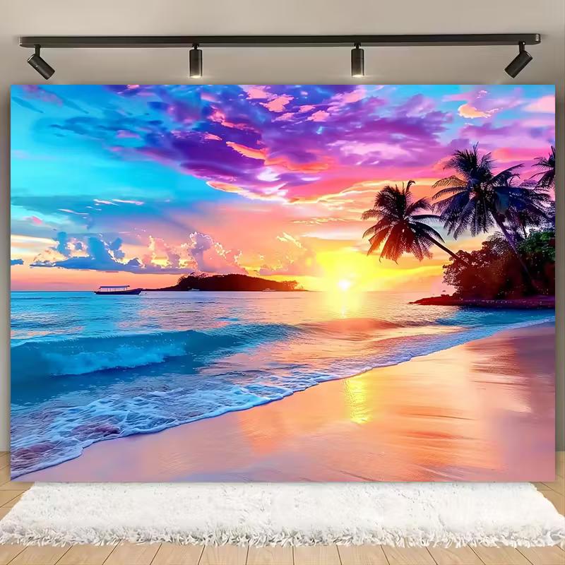 2D Sunset Ocean Background for Vacation Photoshoot and Video