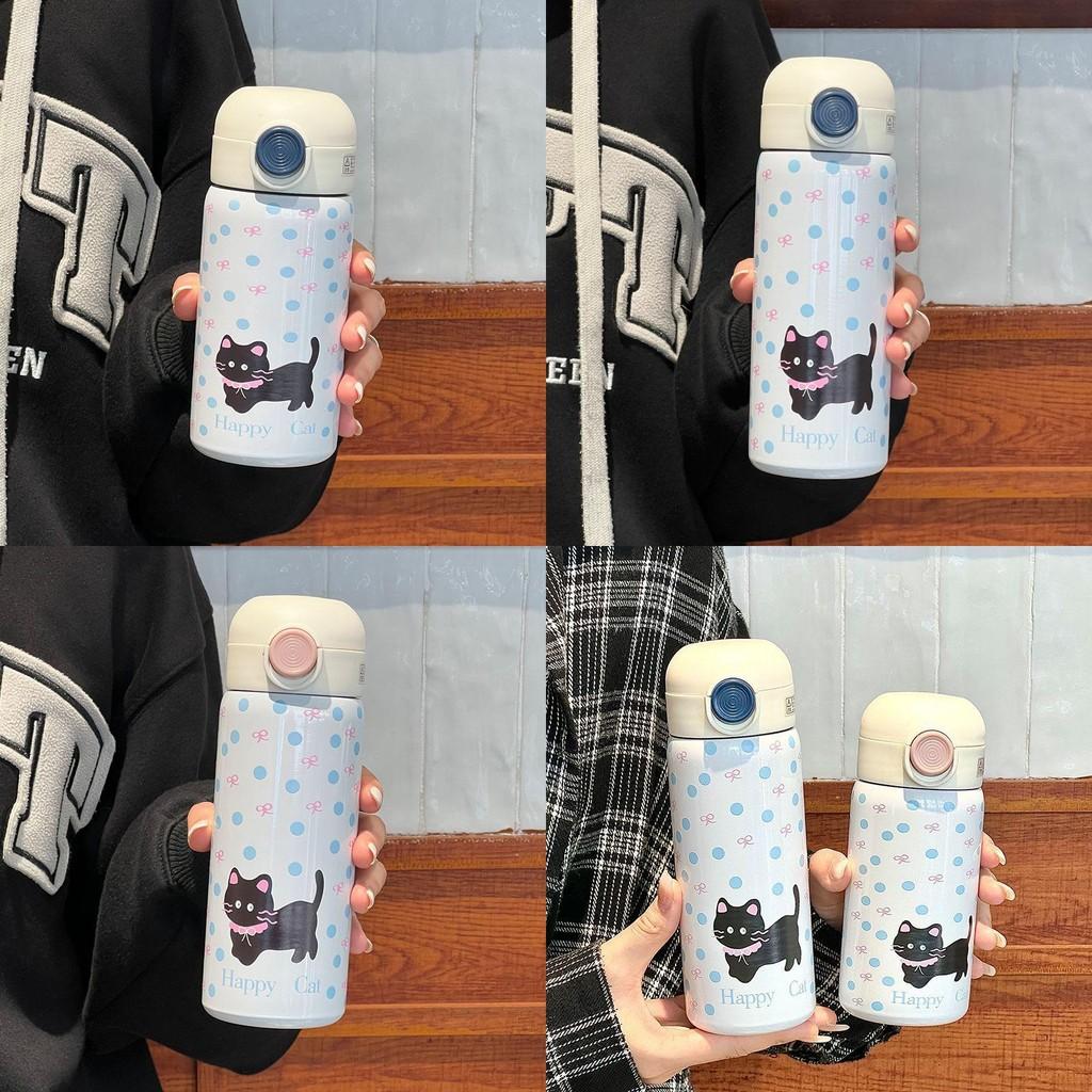 Cat Cartoon Insulated Water Bottle For Kids And Students With Stainless Steel Material