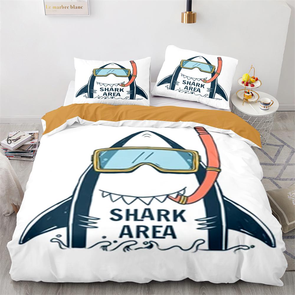 Комплект пододеяльника Акула Мультяшный узор с морскими животными Милый Кавайный — фото 9