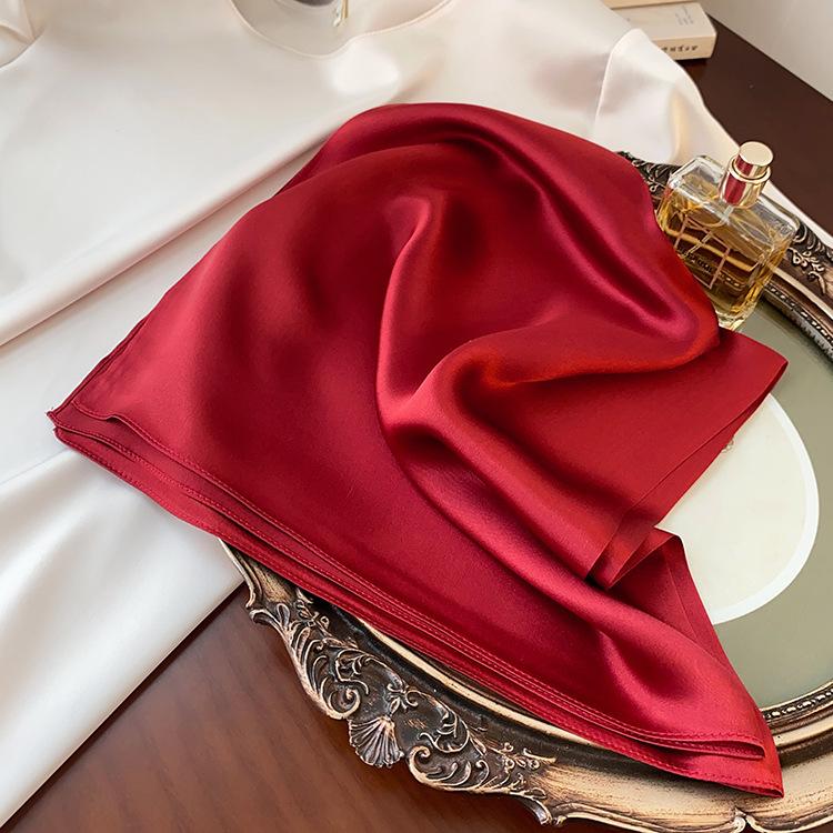 Solid Color Small Square Scarf for Women, Simple Korean Style, Versatile for Spring and Summer, Suitable for Professionals, Bank Employees