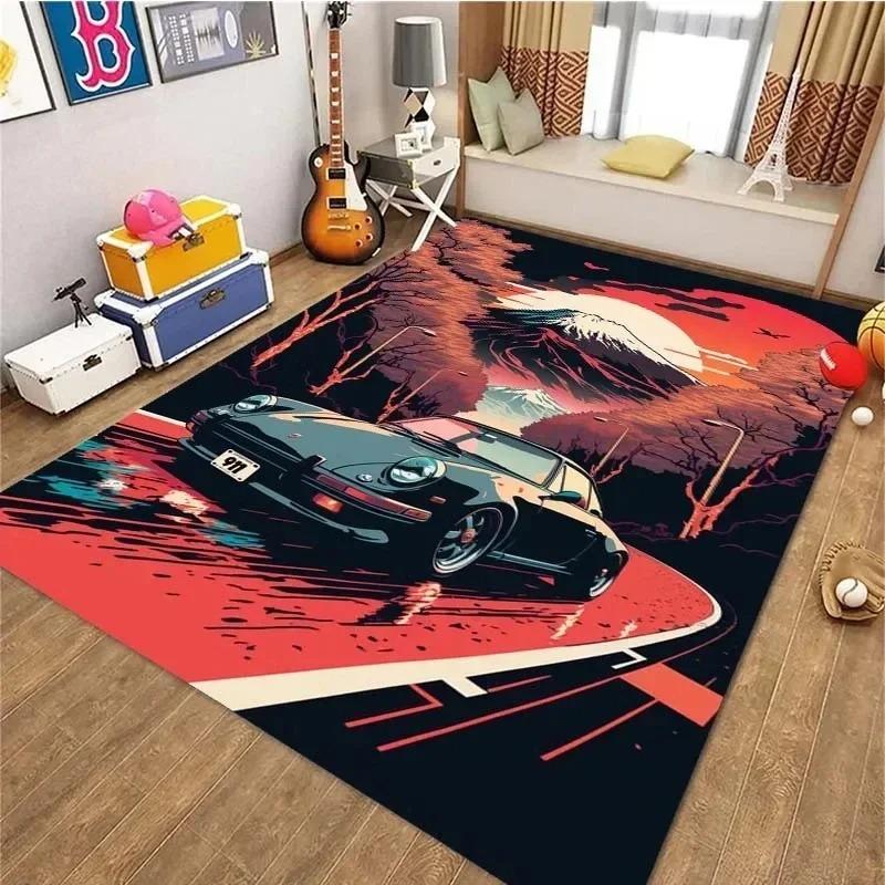 Classical Sports Car Carpet Mat Vintage Retro Cool F1 Rug for Bedroom Living Room Door Floor Non-Slip Rugs Pad Mats Home Decor
