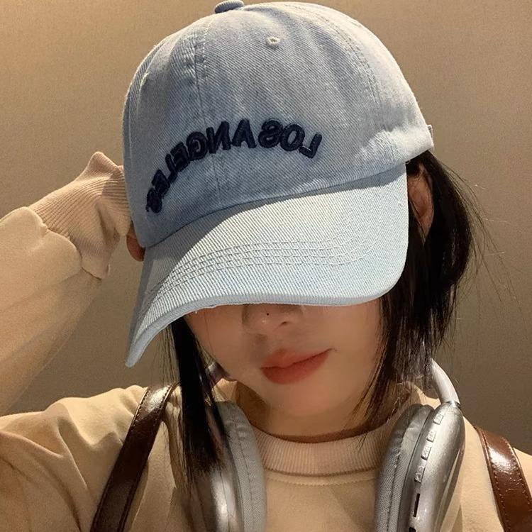 Denim Baseball Hat for Women Korean Style Versatile Wide Hat Showing Face Small Duckling Hat Japanese Soft Top Big Head Surround Hat