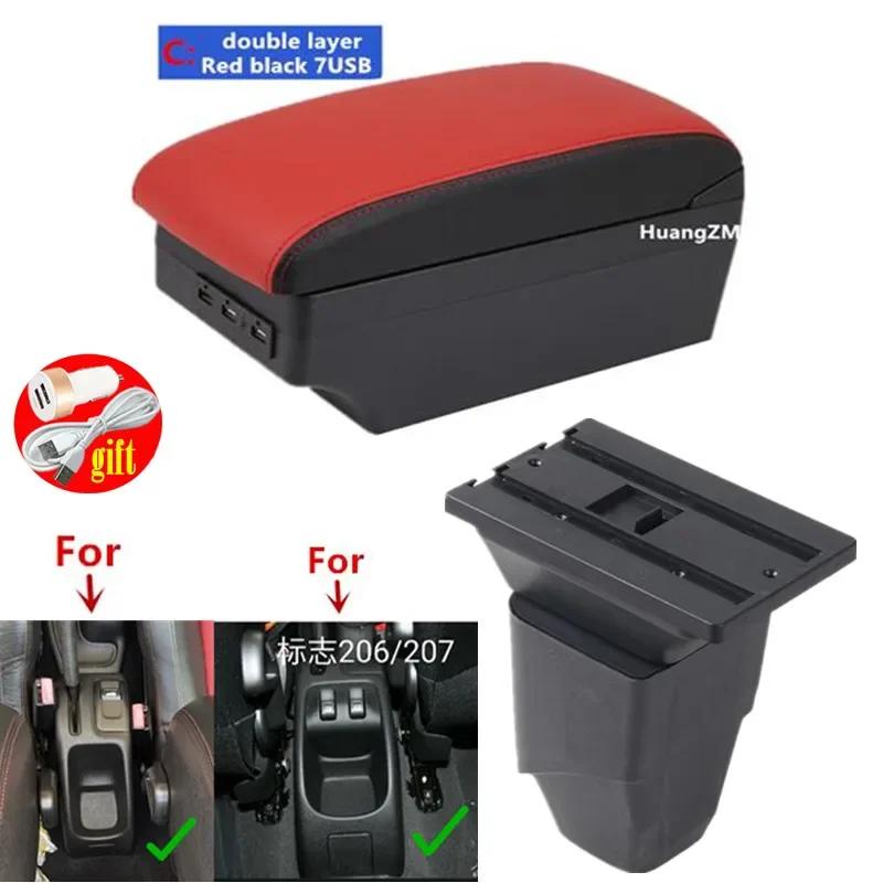 For Peugeot 206 Armrest box For Peugeot 206 207 CC Cabrio Armrest Box Central storage Box Retrofit Interior Car Accessories