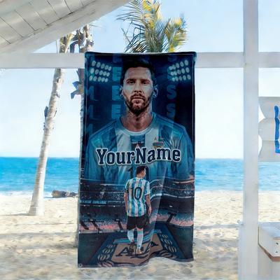 Messi Customized Name Beach Towel Soft Durable Quick-Dry Perfect for Traveling Yoga Camping and Swimming