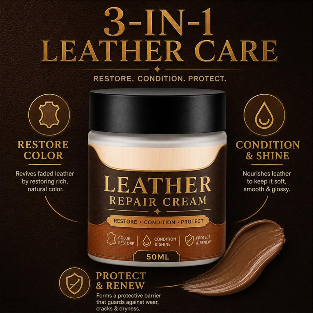 Brown Leather Cream - Color and Scratch for Car Seats, Furniture and Shoes