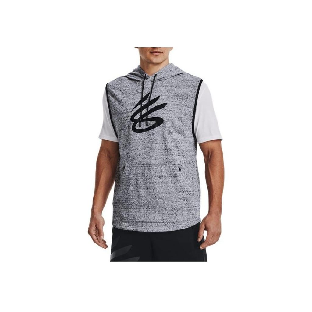 Under Armour Curry Series Geometric Pattern Logo Casual Hooded Loose Sleeveless Vest Men Vests Gray 1370270-011