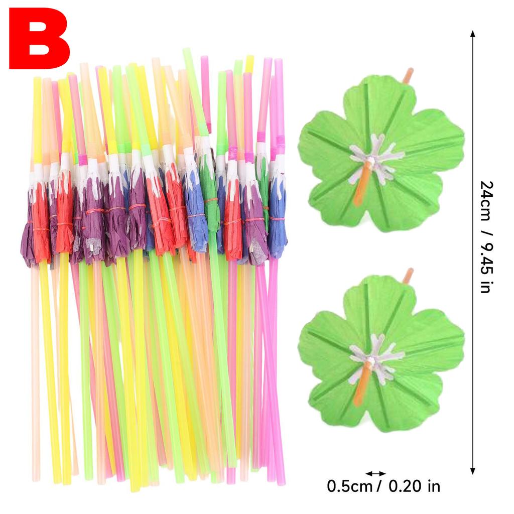 Wholesale Disposable Umbrella Straws Hawaiian Juice Cocktail Drinking Straw Wedding Birthday Party Color Tropical Decor Supplies