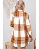 Azura Exchange Khaki Plaid Ruffled Sleeve Shirt Dress