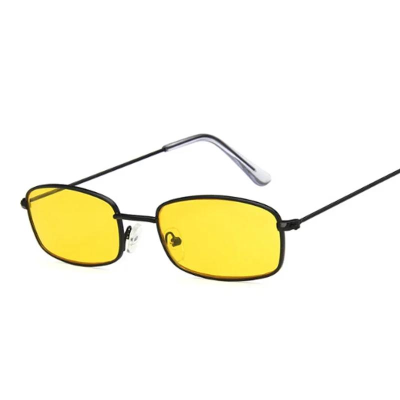 Metal Square Sunglasses Retro Vintage Small Rectangle Sun Glasses for Women Men Black Yellow Red Mirror Travel Brand