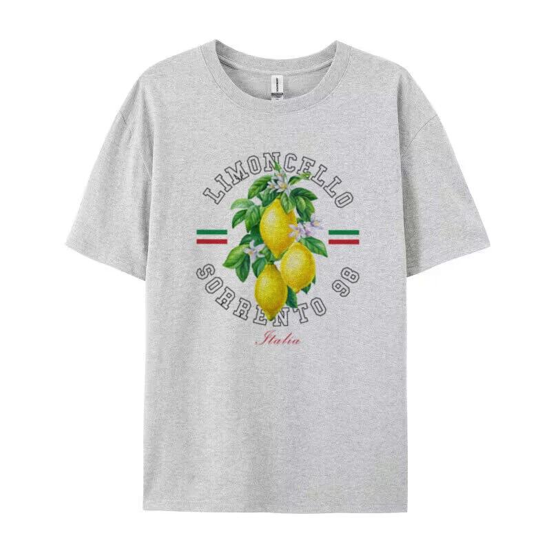 Women Vintage Italy Lemon Printed Vacation TShirt Cute Fruit Graphic Tee Alcohol Drink T Shirt Unisex Cottagecore Aesthetic Top