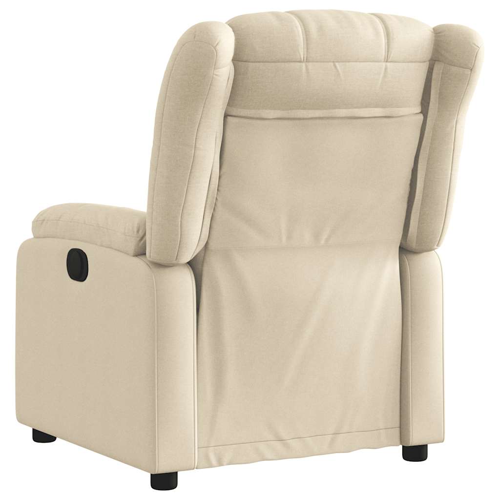 Vidaxl Electric Recliner, Cream, Fabric Upholstered