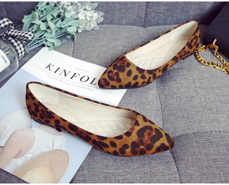 Fashion Leopard Shoes Women Flats Woman Casual Shoes Pointe Toe Spring Summer Flat Fashion Ladies Shoes Slip-on Big Size