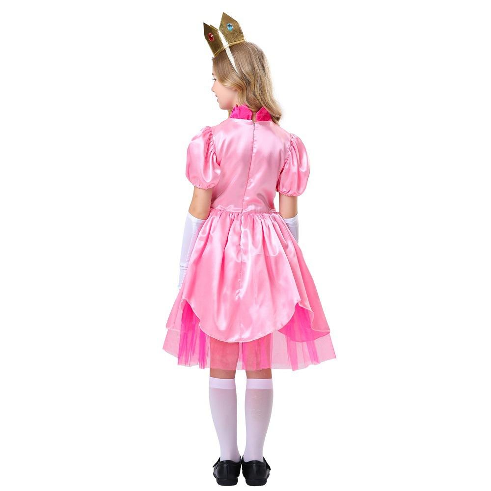 New Children's Girl Halloween Princess Peach Costume Party Stage Performance Costume Dress Set