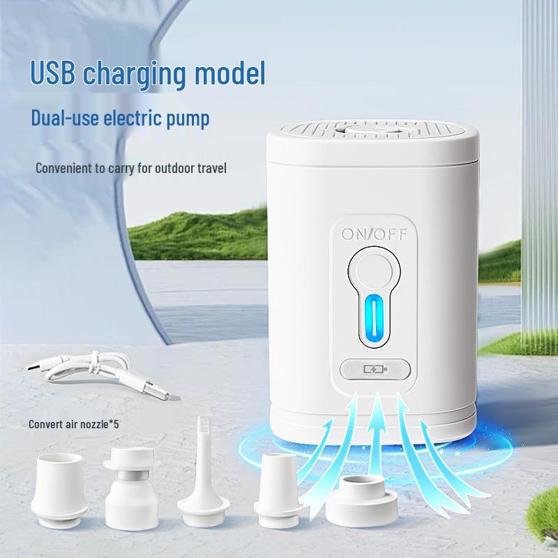 Rechargeable Dual-Use Electric Pump: Portable Inflator for Sleeping Pads, Camping, and Swimming Rings.