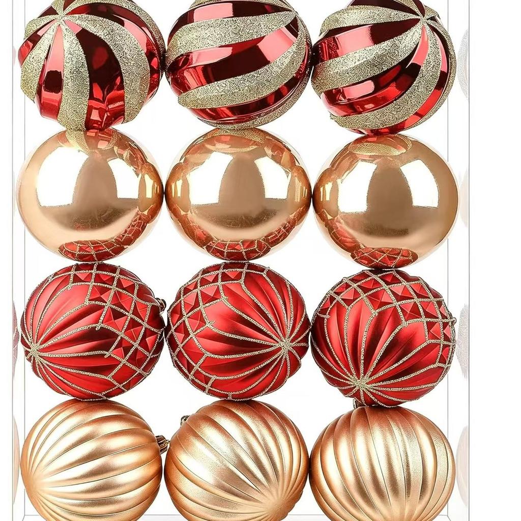 Electroplated Christmas Ornament Set: 6cm Painted Flower Balls, Decorative Wedding Baubles, Pack of 12.