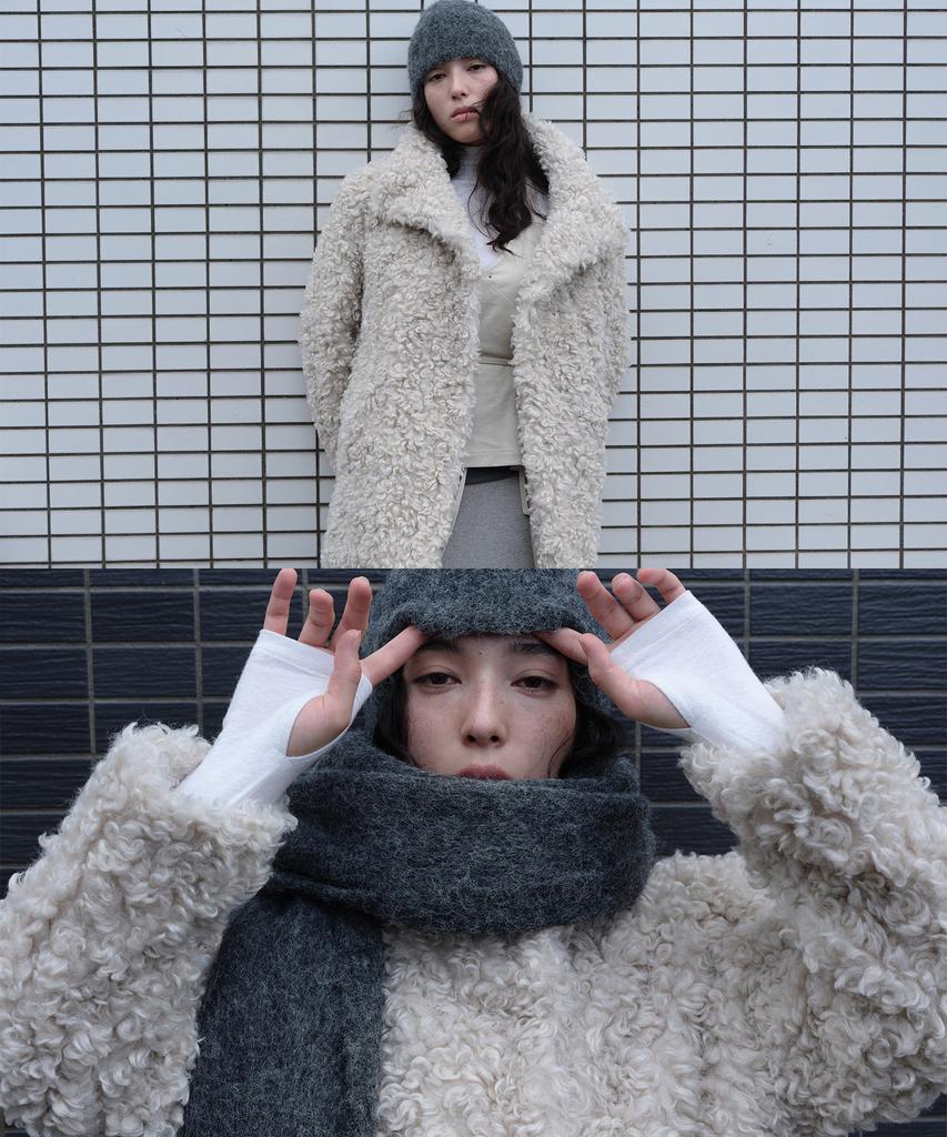 Loutaideu Fluffy Knit Beanie [Charcoal]
